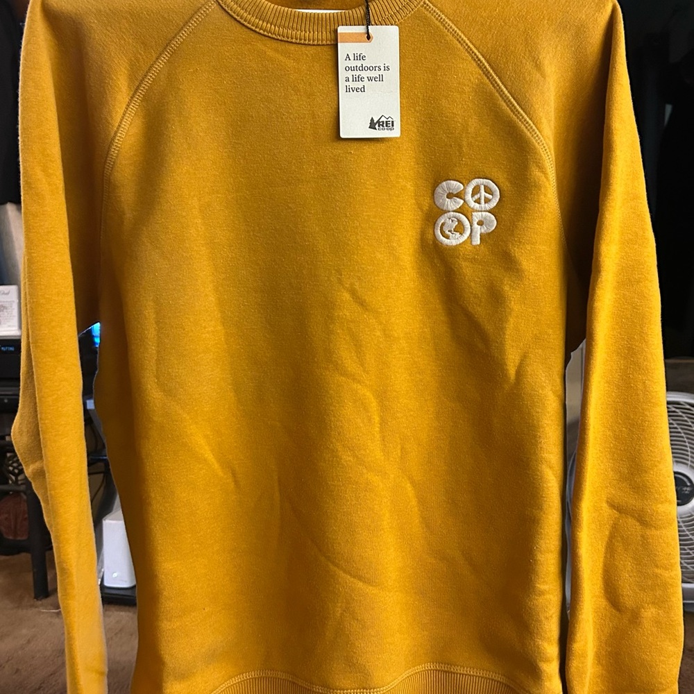 REI Yellow Crewneck Sweater with Ribbed Cuffs